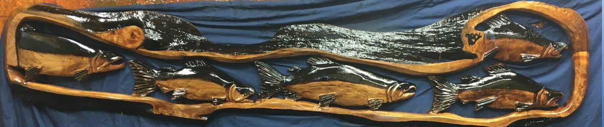 The person who submits the name chosen for the sasquatch carving will take home this maple carving of salmon, which is valued at $2,000.
